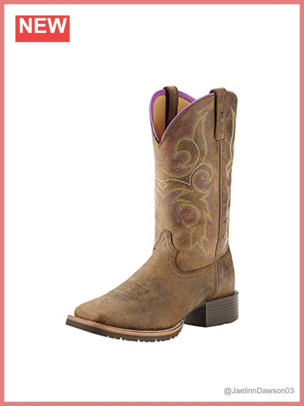 Women's Mid-Calf Western Boots, Leather Pull-On Square Toe Work Boots, 11-inch